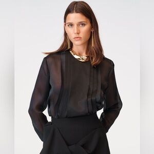 ZARA PLEATED 100% SILK SHIRT